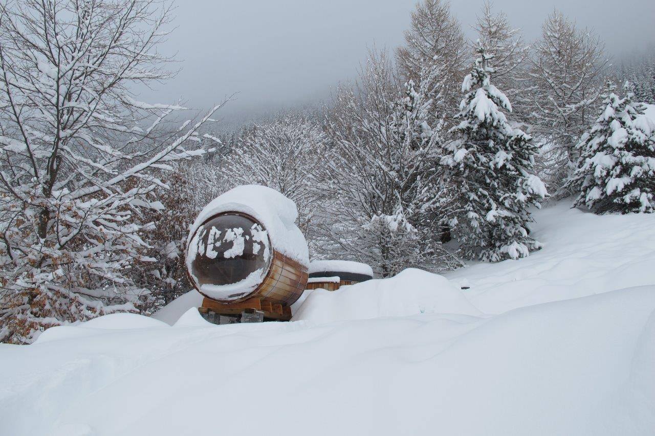 Sauna bulle Vision sous la neige